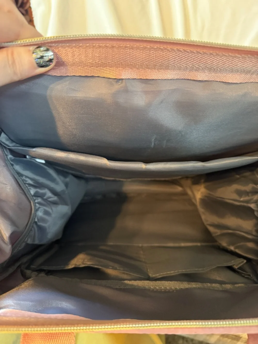 Weitars‎ Pink Quilted Nylon Backpack Multi Compartment Gold Tone Hardware Bag